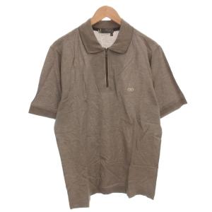 タグ付き ポロシャツ 半袖 ハーフジップ XL 茶 ブラウン /FF GY18