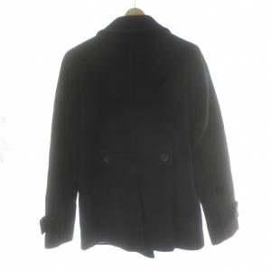 BURBERRY LONDON Pコート ウール 40 黒 ブラック 無地 ダブルブレスト 長袖 アウター ショート丈 ノバチェック FN027-777-09
