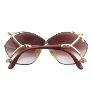 Christian Dior ヴィンテージ 眼鏡 サングラス メタルフレーム グラデーション ロゴ 6703 ボルドー ゴールド色 2056