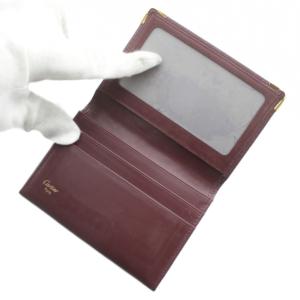 Cartier マストライン カードケース 名刺入れ レザー ロゴ ゴールド金具 ボルドー /XZ GY18