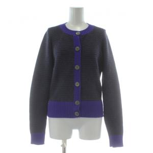 08A カーディガン ニット カシミヤ ココマーク 38 グレー パープル P33559K00852