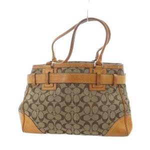COACH F10246 トートバッグ ハンド キャンバス レザー ロゴ 茶 ブラウン GY11 /MQ