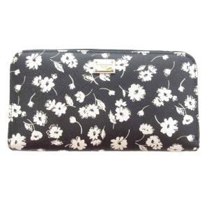 長財布 ラウンドファスナー 花柄 黒 ブラック /UO GY18
