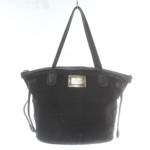 トートバッグ ハンド ハラコ レザー ロゴ シルバー金具 黒 ブラック /XZ GY18