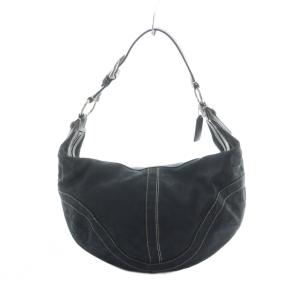 10075 ワンショルダーバッグ ハンド シグネチャー ロゴ キャンバス レザー 黒 ブラック GY18