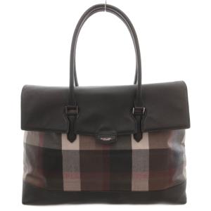 PVCチェックボストン ハンドバッグ トート 肩掛け レザー ロゴ フラップ 黒 ブラック /GV GY18