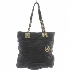 トートバッグ ハンド レザー シャーリング チェーン ゴールド金具 黒 ブラック /XZ GY11