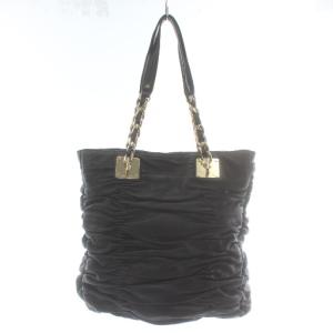 MICHAEL KORS トートバッグ ハンド レザー シャーリング チェーン ゴールド金具 黒 ブラック /XZ GY11