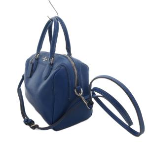 COACH 2WAY ハンドバッグ ショルダー 青 ブルー ボストン型 ロゴプレート チャーム付き /FF GY18