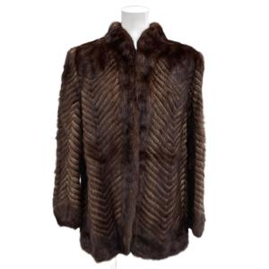 銀サガ ファーコート ミンク 11 シェブロンカット ブラウン