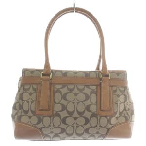 COACH トートバッグ ハンド キャンバス レザー シグネチャー 総柄 茶色 ブラウン 11062 /XZ GY11