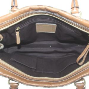 COACH トートバッグ ハンド キャンバス レザー シグネチャー 総柄 茶色 ブラウン 11062 /XZ GY11