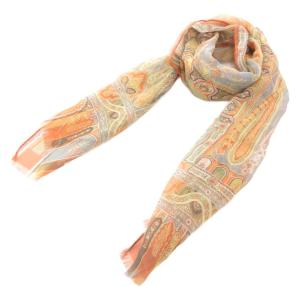 スカーフ ストール フリンジ シアー シフォン地 総柄 絹 シルク イタリア製 マルチカラー /GV GY18