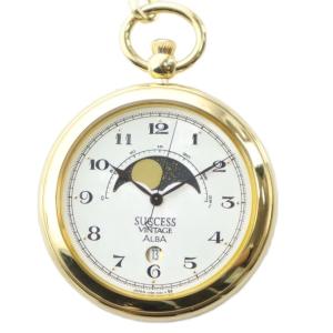 ALBA SUCCESS VINTAGE アルバ サクセス ビンテージ V338-0010 懐中時計 ムーンフェイズ