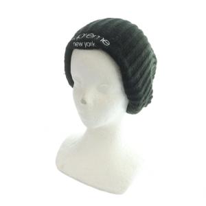 chunky rib classic logo beanie ブラック