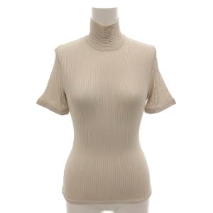 ニット カットソー ニットソー リブ タイト 半袖 ベージュ /FF  GY18