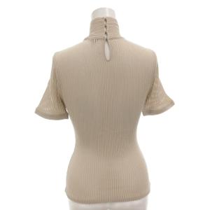 FENDI ニット カットソー ニットソー リブ タイト 半袖 ベージュ /FF  GY18