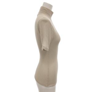 FENDI ニット カットソー ニットソー リブ タイト 半袖 ベージュ /FF  GY18