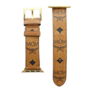 Apple Watch Band バンド 時計用ベルト レザー ロゴ 茶 ブラウン GY18 /MQ