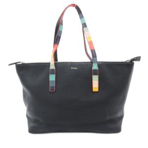 アーティストストライプ レザー トートバッグ ブラック