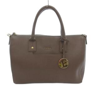 トートバッグ ショルダー 2WAY 本革 レザー 茶 ブラウン ロゴ チャーム /UO GY18