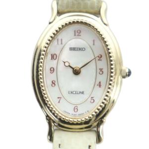 1F20-6A4A EXCELINE 腕時計 クォーツ レザーベルト オーバル