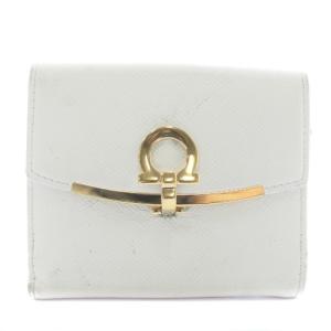 財布 二つ折り レザー ガンチーニ ゴールド金具 白 ホワイト /XZ GY11