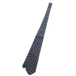 GUCCI ネクタイ 絹 シルク ワイドタイ 総柄 ロゴ 紺 ネイビー ゴールド色 /XZ GY18