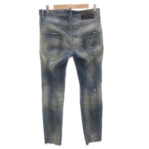 DSQUARED2 スーパーツインキー ジーンズ デニムパンツ スキニー 44 インディゴ ダメージ加工 ペイント S74LB0808