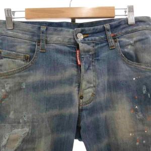 DSQUARED2 スーパーツインキー ジーンズ デニムパンツ スキニー 44 インディゴ ダメージ加工 ペイント S74LB0808