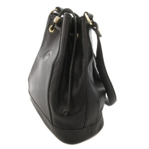Longchamp ショルダーバッグ 巾着型 クロスボディ ロゴ レザー 黒 ブラック /FF GY18
