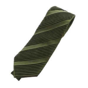 ネクタイ レギュラータイ 絹 シルク プリーツ ロゴ 緑 グリーン カーキ GY05 /MQ