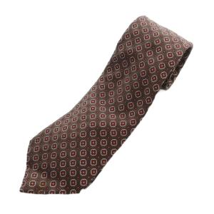ネクタイ レギュラータイ 絹 シルク ロゴ 総柄 茶 ブラウン GY05 /MQ