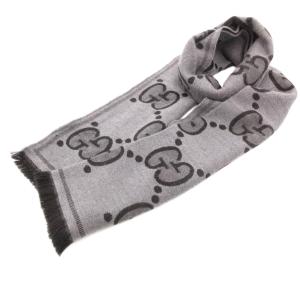 598189 4G200 マフラー GG柄 ウール グレー ブラック