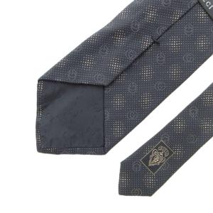 GUCCI 美品 ネクタイ 絹 シルク 黒 ブラック 白 ホワイト ドット柄 円形パターン /YJ GY18