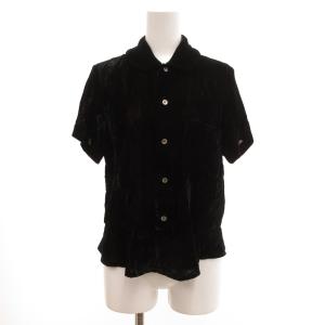 COMME DES GARCONS RE-B021 シャツ ブラウス 半袖 ベロア ペプラム S 黒 ブラック