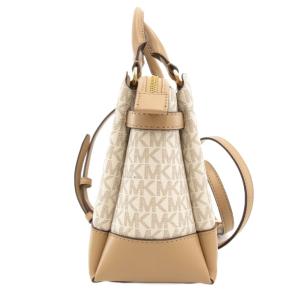 MICHAEL KORS MKシグネチャー ハンドバッグ 2WAYバッグ ショルダー PVC レザー ロゴ 総柄 白 ホワイト ベージュ