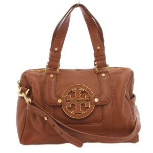 ハンドバッグ ショルダー 2WAY ロゴ ゴールドカラー金具 レザー 茶 ブラウン /FF GY18