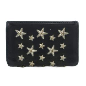 JIMMY CHOO 名刺入れ カードケース レザー 本革 スタースタッズ 黒 ブラック シルバーカラー /GV GY18