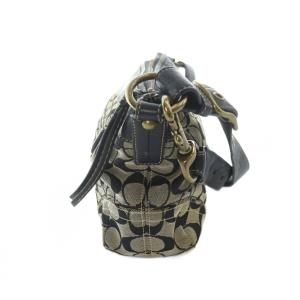 COACH F10561 ワンショルダーバッグ ハンド キャンバス レザー シグネチャー 黒 ブラック 茶 ブラウン
