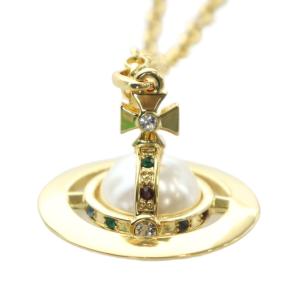 ネックレス オーブ パール ラインストーン ゴールドカラー