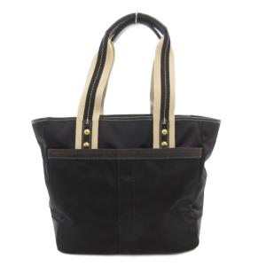 COACH 130 ハンドバッグ トート 肩掛け ロゴ ナイロン レザー 黒 ブラック /GV GY18