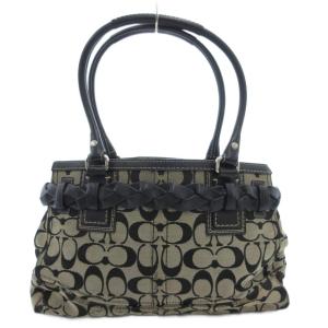 COACH F13065 ハンプトンズ キャリーオール シグネチャー ハンドバッグ トート 肩掛け タッセル キャンバス