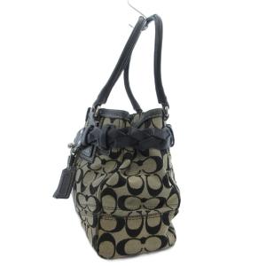 COACH F13065 ハンプトンズ キャリーオール シグネチャー ハンドバッグ トート 肩掛け タッセル キャンバス