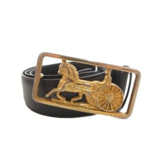 ベルト ロゴ バックル レザー 黒 ブラック /FF GY18