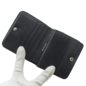 BALENCIAGA 財布 二つ折り レザー グリッター ラメ ロゴ シルバー色 /XZ OH GY18