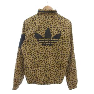 adidas Originals ナイロンジャケット M スタンドカラー レオパード柄 ジップアップ 茶 ブラウン /NU GY18