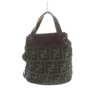 FENDI ハンドバッグ ズッカ柄 ミニトート キャンバス レザー ロゴ 茶 ブラウン GY11 /MQ OH