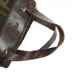 FENDI ハンドバッグ ズッカ柄 ミニトート キャンバス レザー ロゴ 茶 ブラウン GY11 /MQ OH
