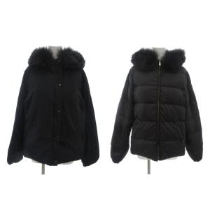 リバーシブル グリーンダウン ジャケット 42 長袖 フォックスファー 黒 ブラック 3525-105-0779